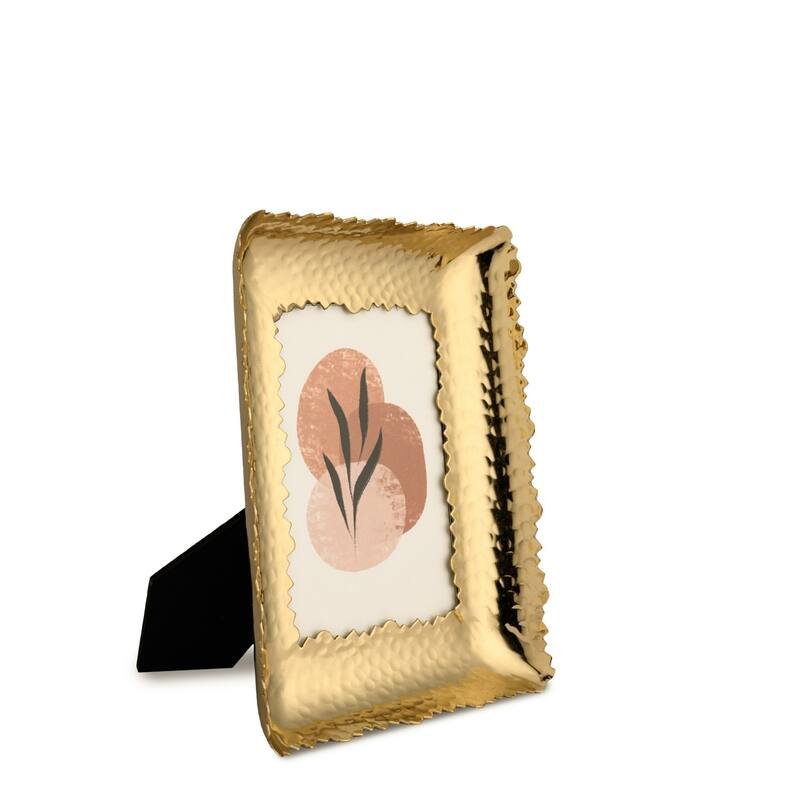 Abstract Wavey Rectangular Picture Frame - for 5" x 7" Photo - Champagne Gold - 5-inchx7-inch