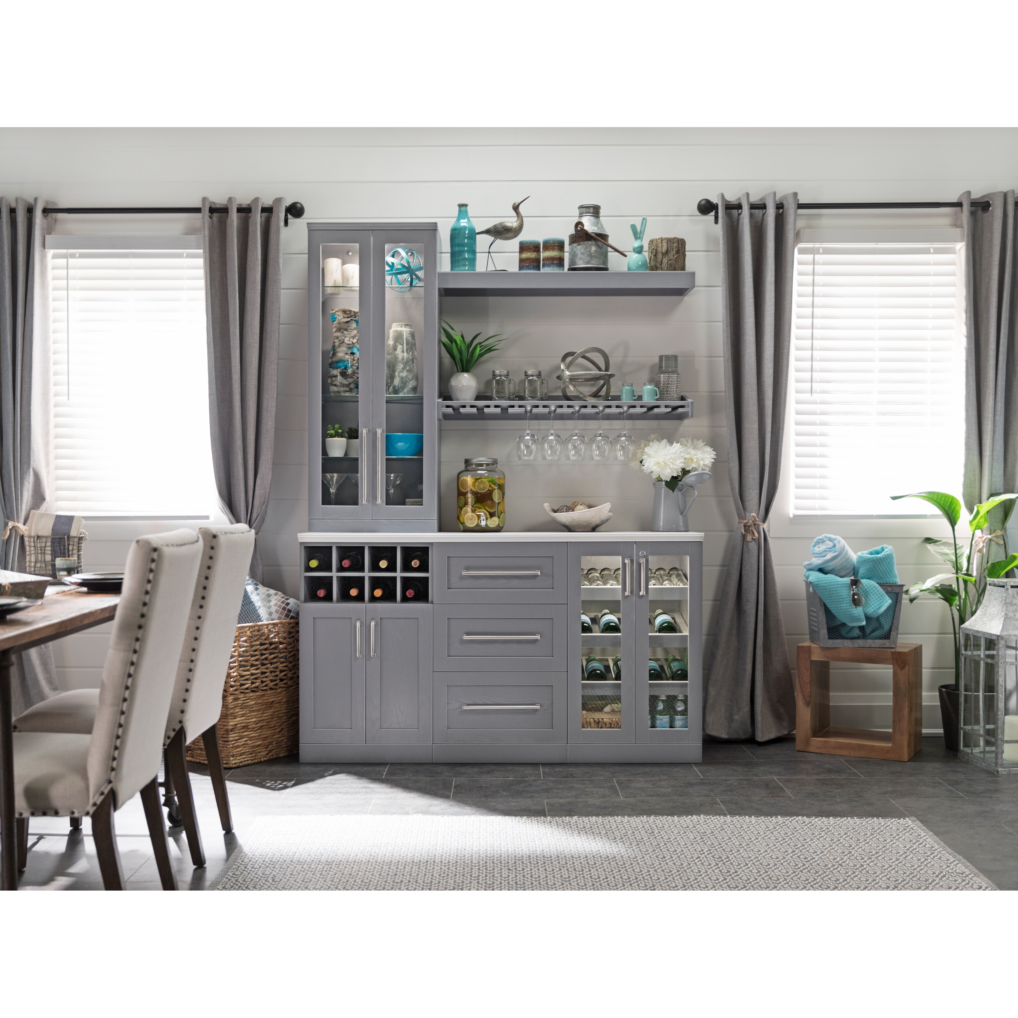 NewAge Products Home Bar 8 Piece Cabinet Set