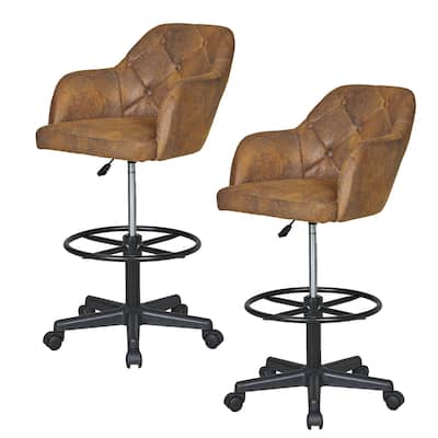 VECELO Swivel Wingback Tilting Task Chair with Tufted Naihead Trim Home Office Chairs Drafting Chairs(Set of 2)