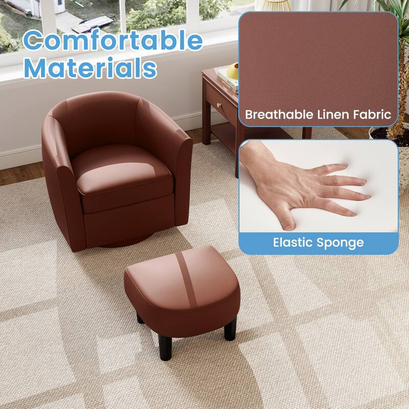 Modern Swivel Accent Chair with Ottoman for Living Room or Bedroom