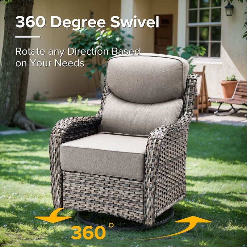 Gymojoy 3-Piece Patio Swivel Glider Chair Set with Side Table, 6-Inch Ultra-Plush Cushions & Water-Resistant Olefin Fabric