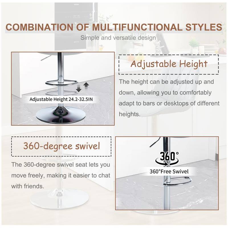 Adjustable Swivel Counter Height Bar Stool Set of 6