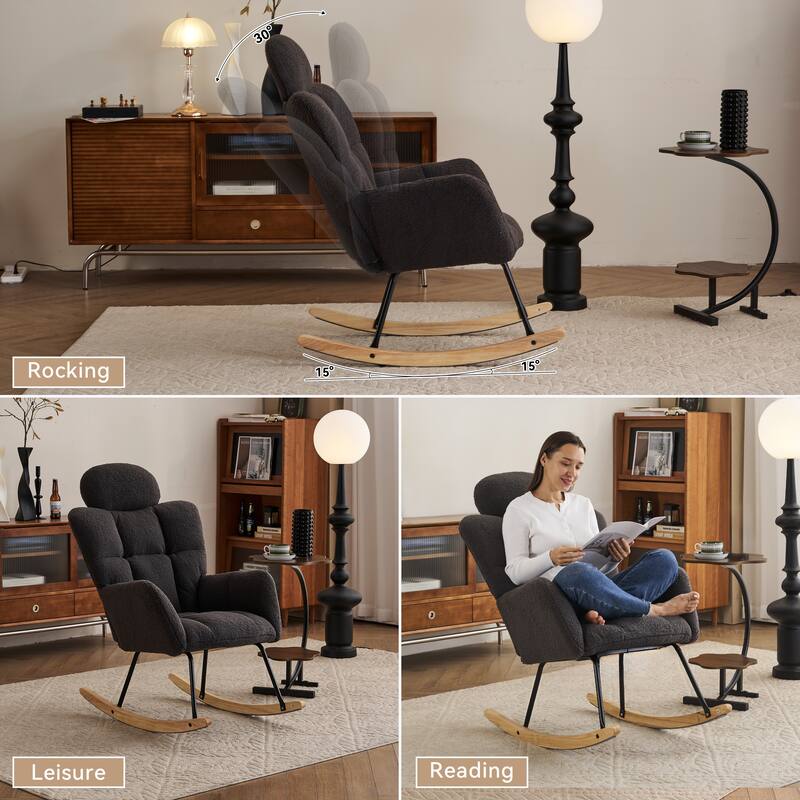Teddy Fabric Nursery Rocking Chair with Headrest