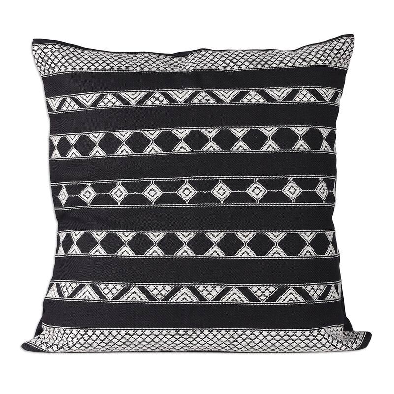 Novica Handmade Midnight Geometry Cotton Cushion Covers (Pair)