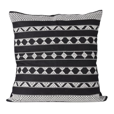 Novica Handmade Midnight Geometry Cotton Cushion Covers (Pair)