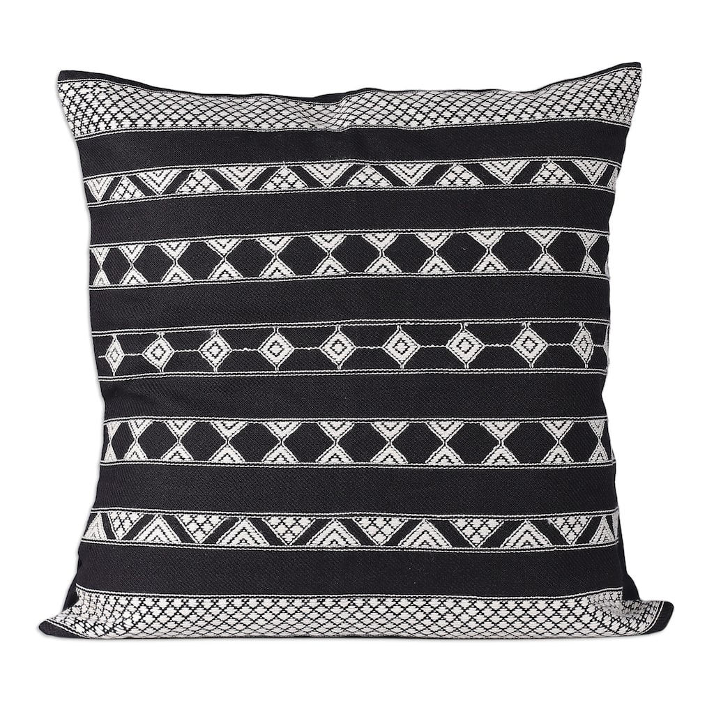 Novica Handmade Midnight Geometry Cotton Cushion Covers (Pair)