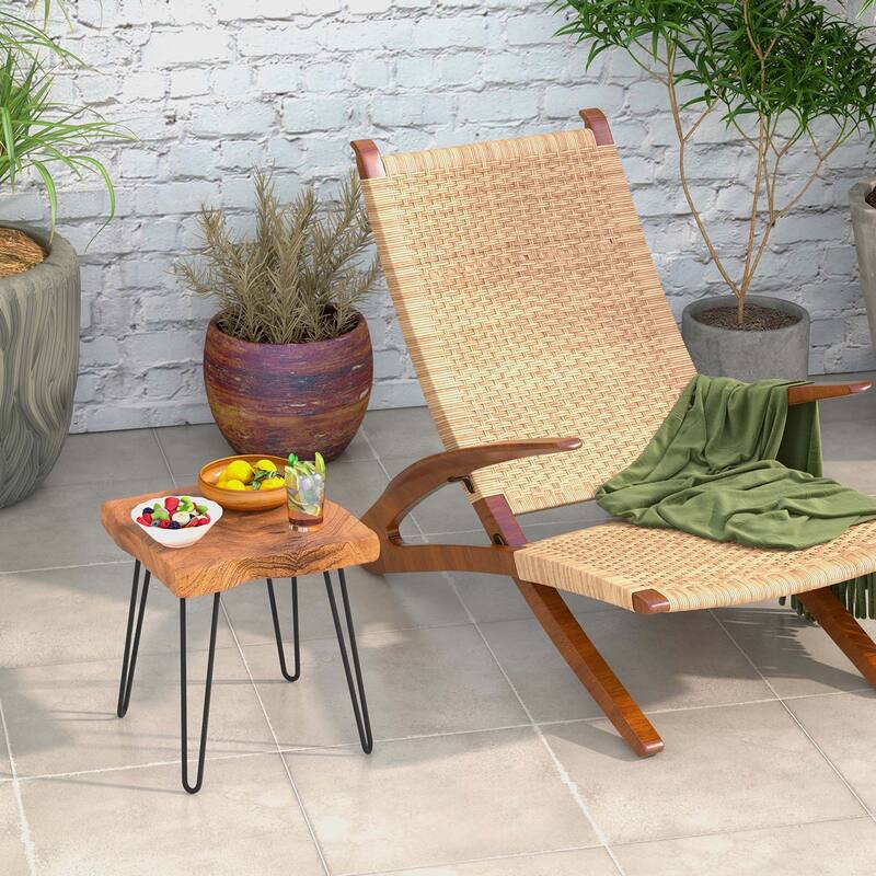 Costway Square End Table Accent Side Table Reclaimed Indonesia Teak