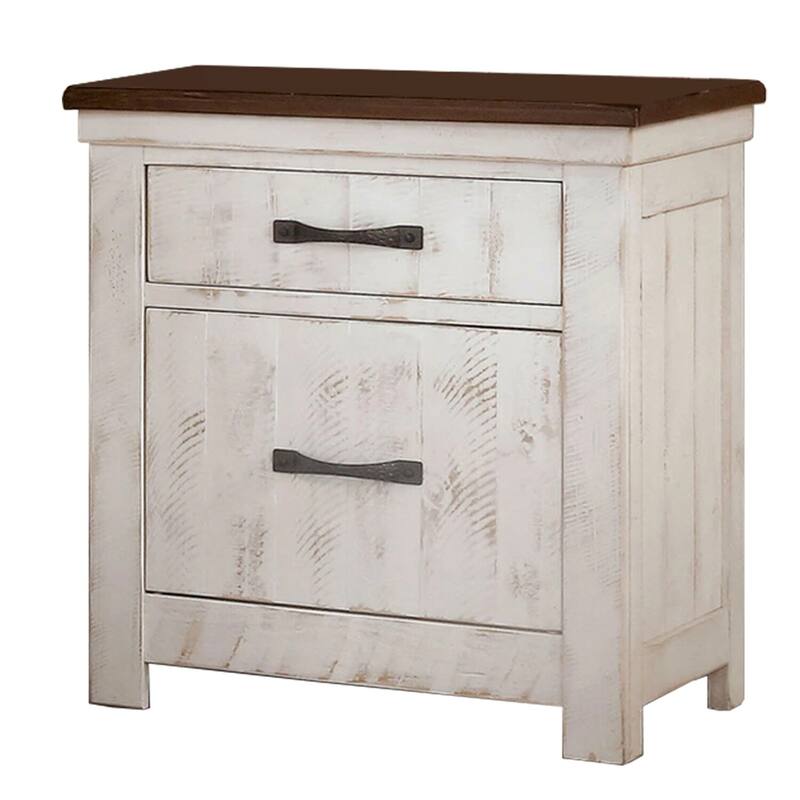 White/Brown 2 Drawer 20.5 in. W Nightstand with Sturdy Hardware and Ample Storage