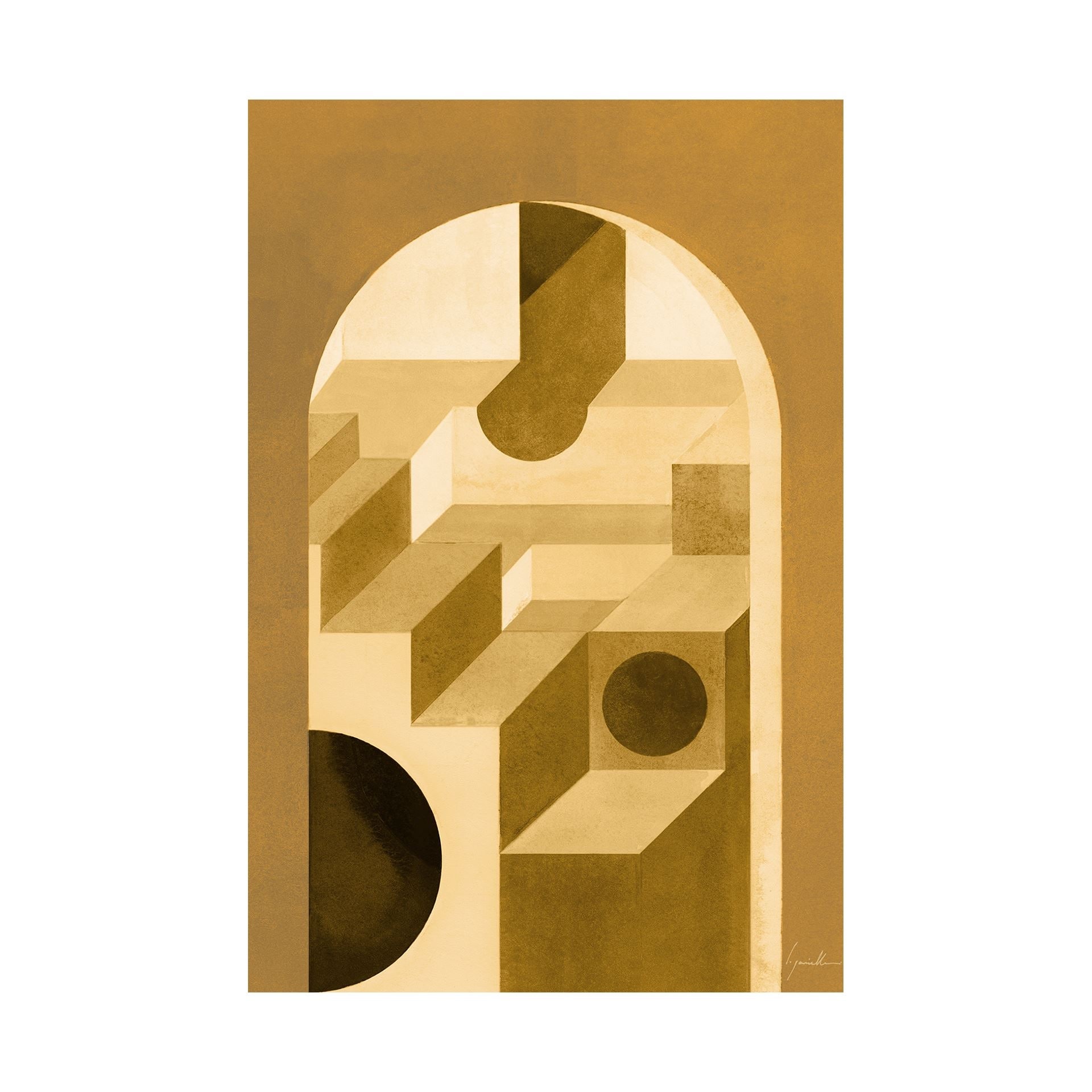 Mercana Labyrinth II Yellow (40 x 60) Canvas Art Print