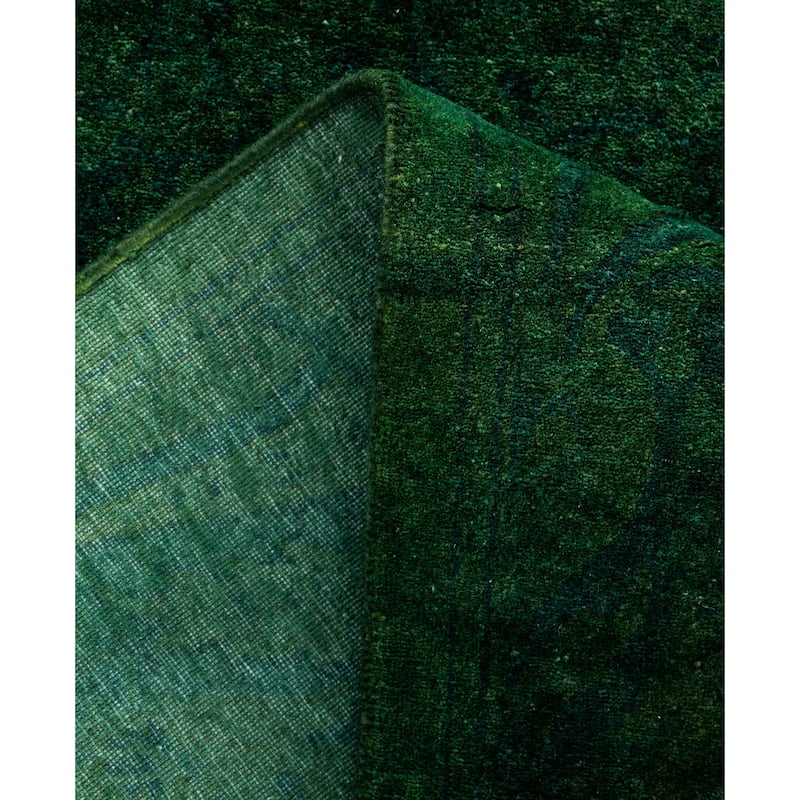 Overdyed One-of-a-Kind Hand-Knotted Runner Rug - Green - 2' 7" x 9' 0"