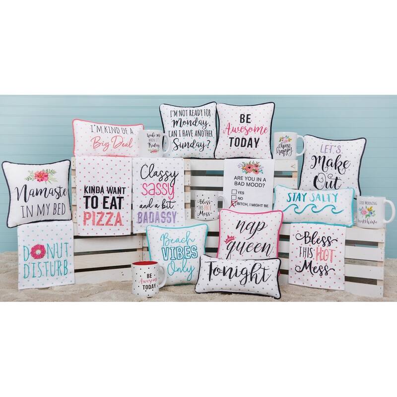10" x 10" Be Awesome Today Printed and Embroidered Throw Pillow