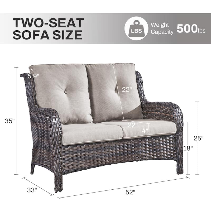 Gymojoy 2-Seat Patio Loveseat, Stylish Outdoor Sofa with Water-Resistant Olefin Cushions
