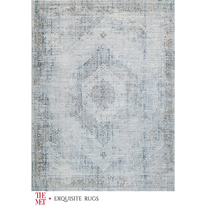 The Met X Exquisite Rugs Vintage Looms Beige/Blue Area Rug.
