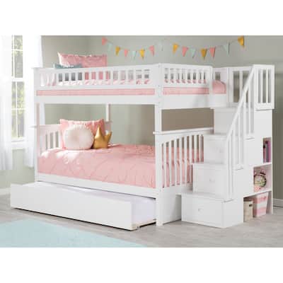 Columbia Staircase Bunk Bed Full over Full with Full Trundle