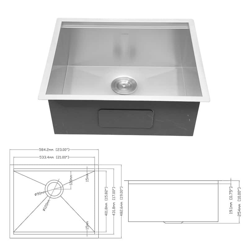 Undermount 16 Gauge Single Bowl Stainless Steel Kitchen Sink
