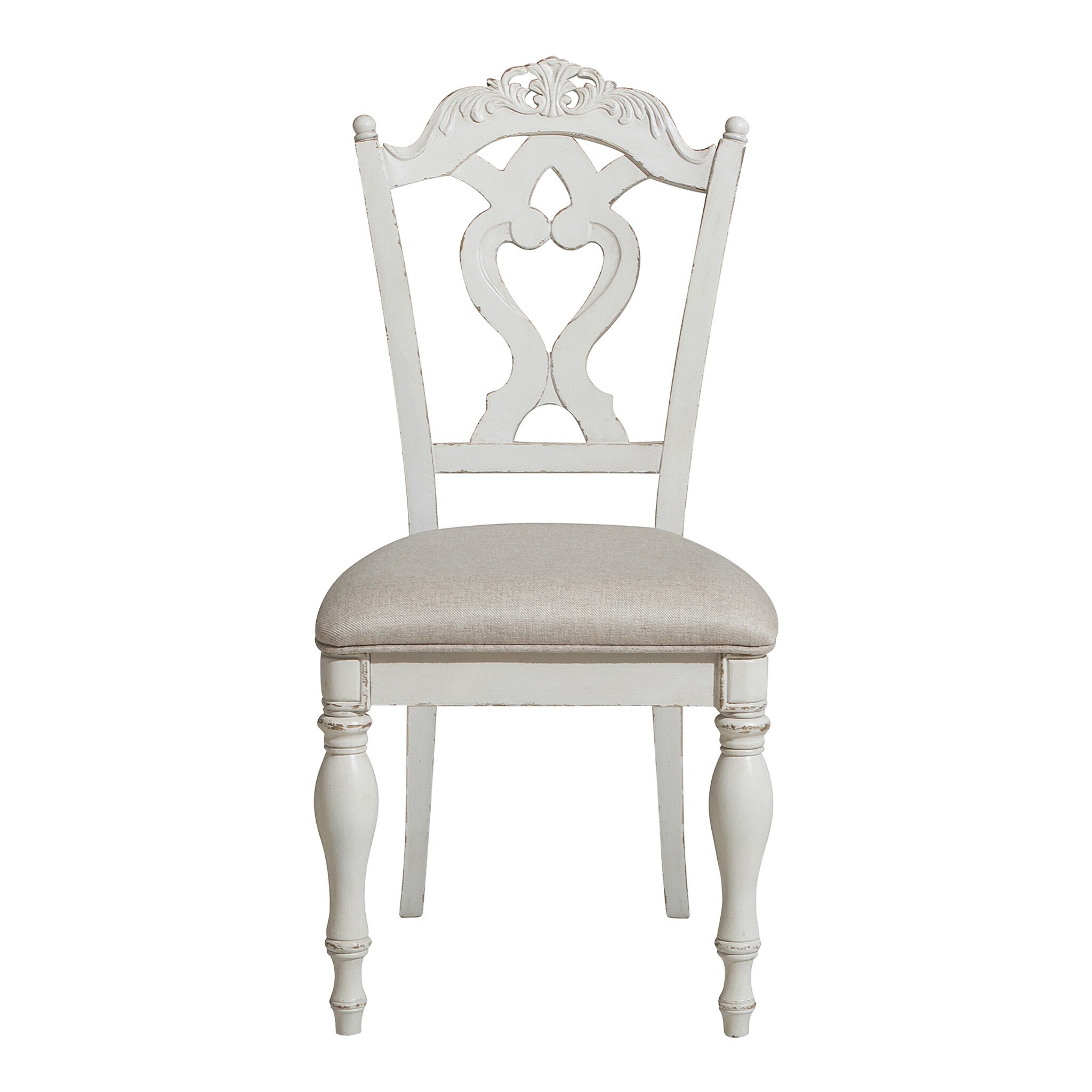 Victorian Style Writing Desk Chair With Engraved Backrest Antique White Overstock 31636487