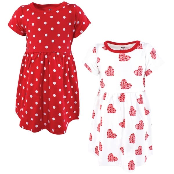 slide 1 of 1, Hudson Baby Girls Cotton Dresses, Valentine Hearts, 2T 2T - Valentine Hearts