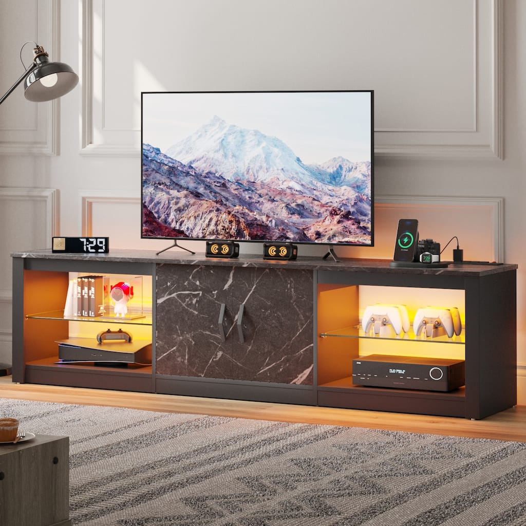 70 inch Modern TV Stand for TVs up to 75 inch with LED & Outlet - 70 inch