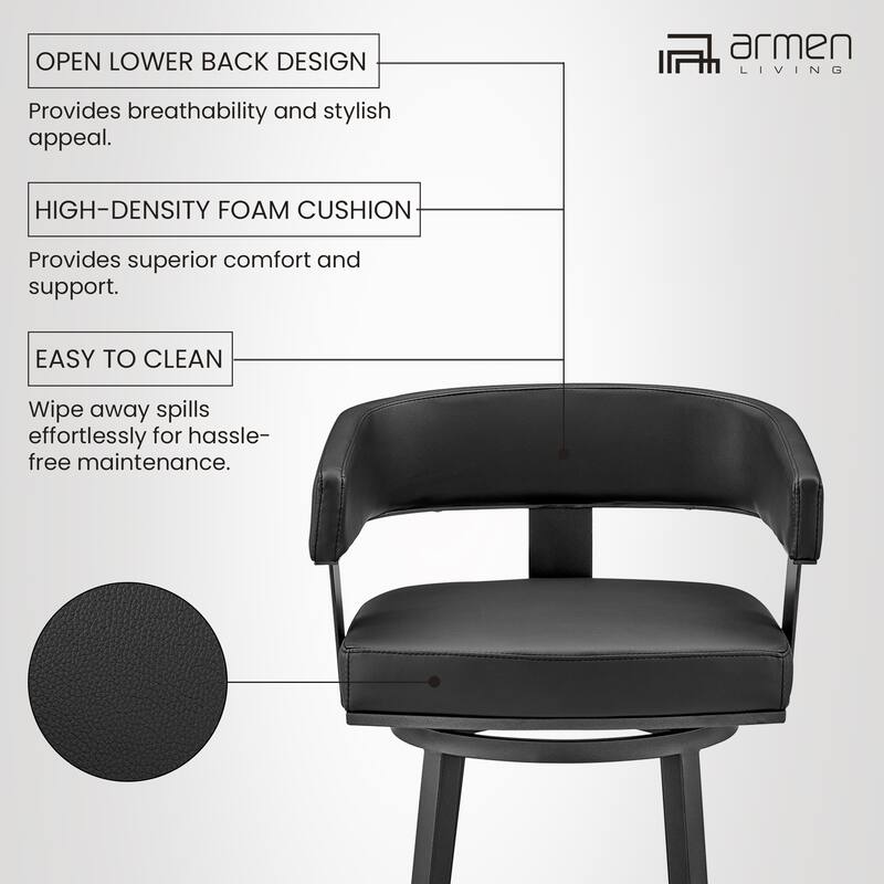 Lorin Upholstered Swivel Counter/Bar Stool in Faux Leather with Arms