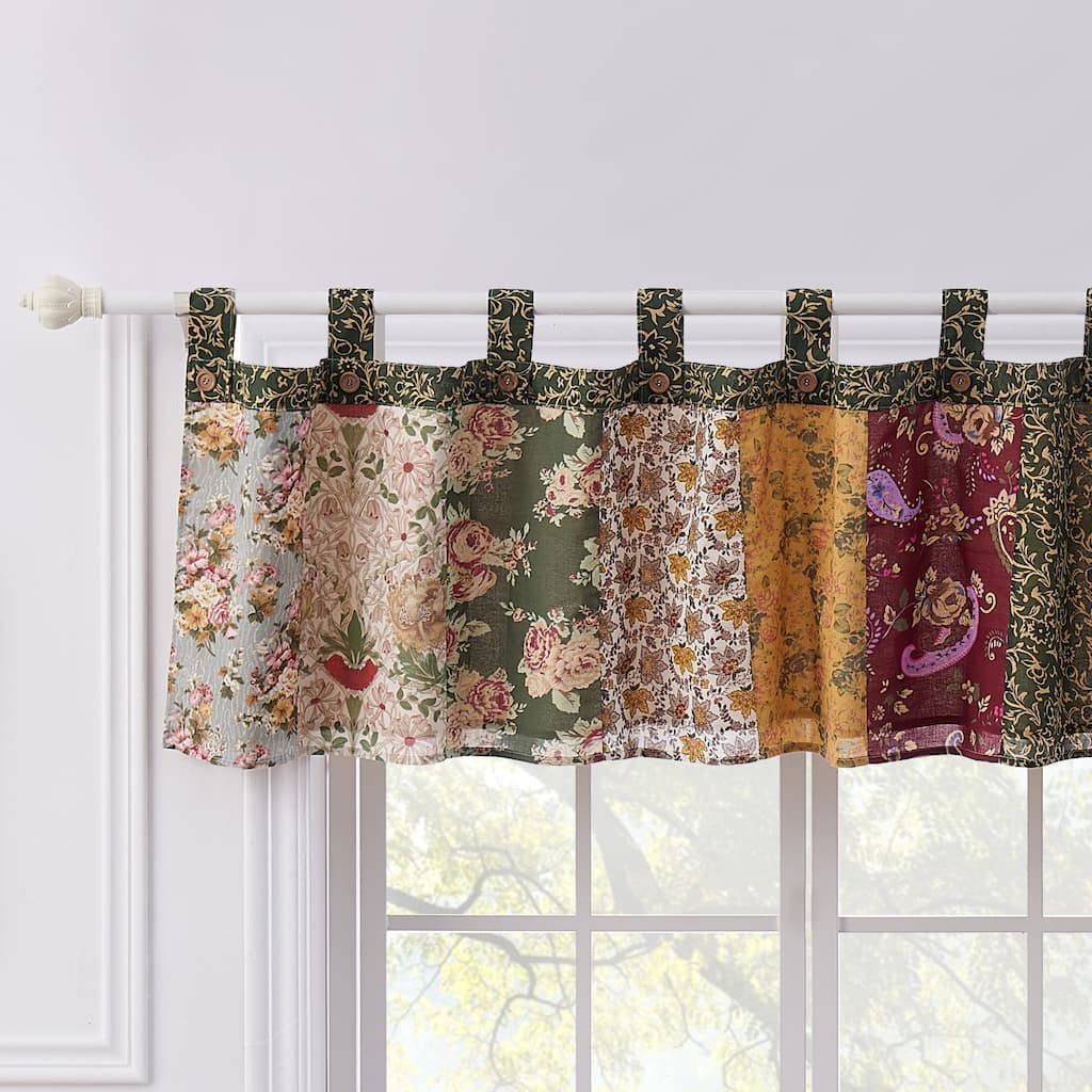 Greenland Home Fashions Antique Chic Authentic Patchwork Cotton Window Valance