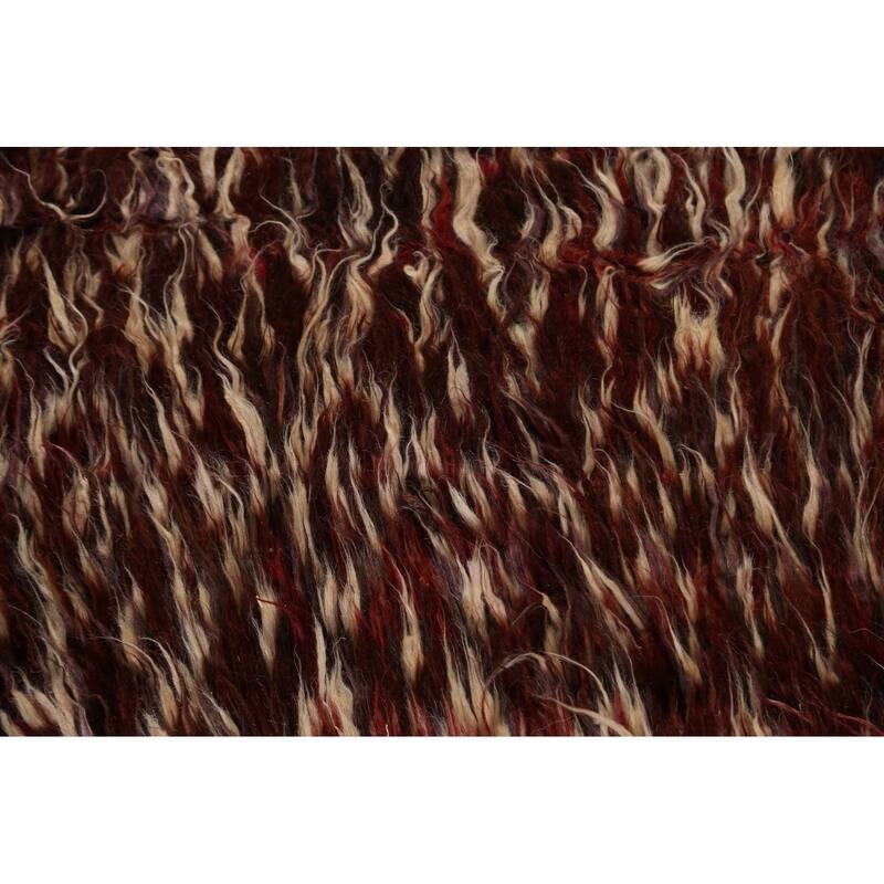 Hand Knotted Oriental 100% Wool Carpet Modern Geometric Red Moroccan Area Rug - 9' 8'' X 6' 8''