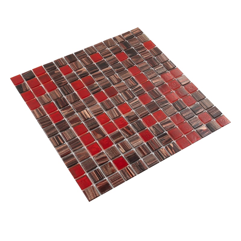 Apollo tile 12" x 12" Mingles Glossy Berry Red Glass Tile (20 sq ft/case) - 20 Pack