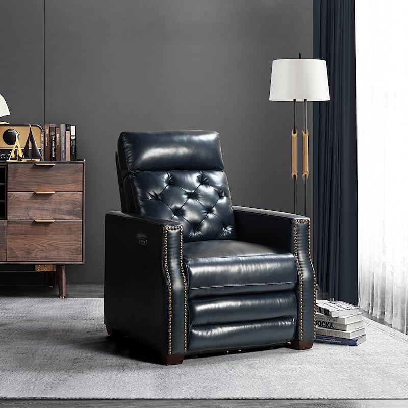 Alina 31.50" Wide Genuine Leather Power Recliner with USB Port