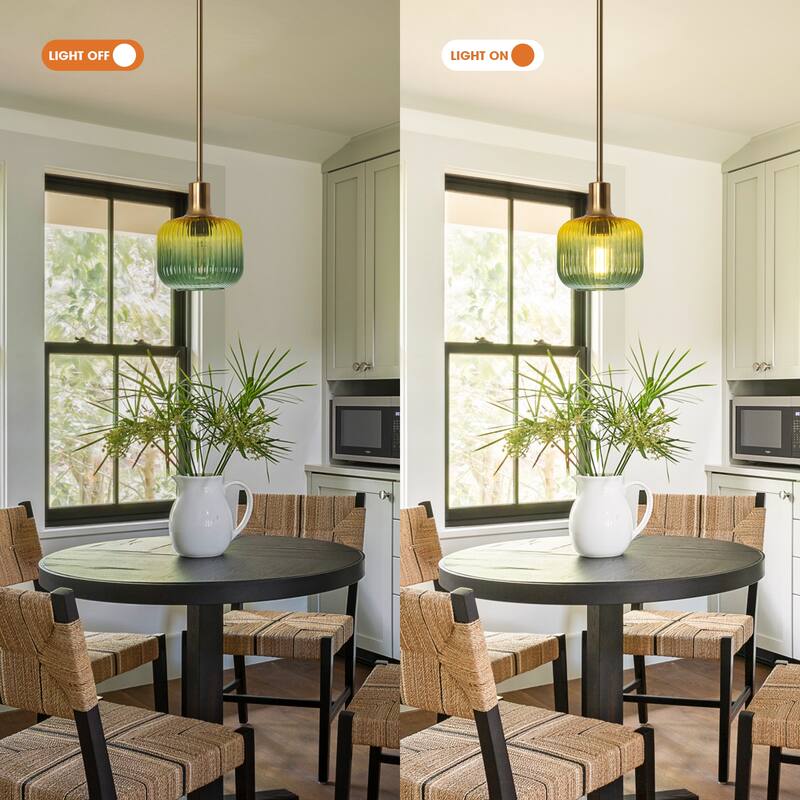 6" Wide Vintage 1-light Green Glass Pendant Light