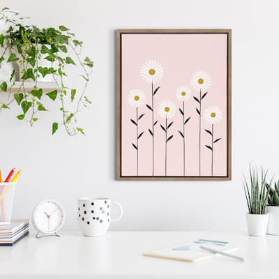 Kate and Laurel Sylvie Daisies Framed Canvas by Duchess Plum