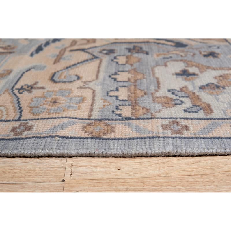 Home Decor Blue Hand-Knotted Wool Oriental Design Rug by EORC Luxurious Area Rug for Adding Timeless Elegance and Classic