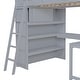 preview thumbnail 17 of 33, Full Size Loft Bed with Desk and Shelf,Solid Construction for Home