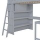preview thumbnail 17 of 16, Gray Full Solid Wood Loft Bed with Desk & Shelf