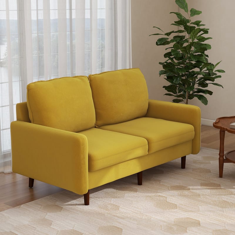 Velvet Loveseat Sofa With Wood Legs