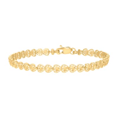 Curata 10k Yellow Gold 7" 5.3mm Sideways Heart Link Bracelet for Women