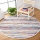 preview thumbnail 21 of 61, SAFAVIEH Handmade Rag Rug with Fringe Valborg Casual Stripe Cotton Rug with Fringe 4' Round - Ivory/Multi - Round