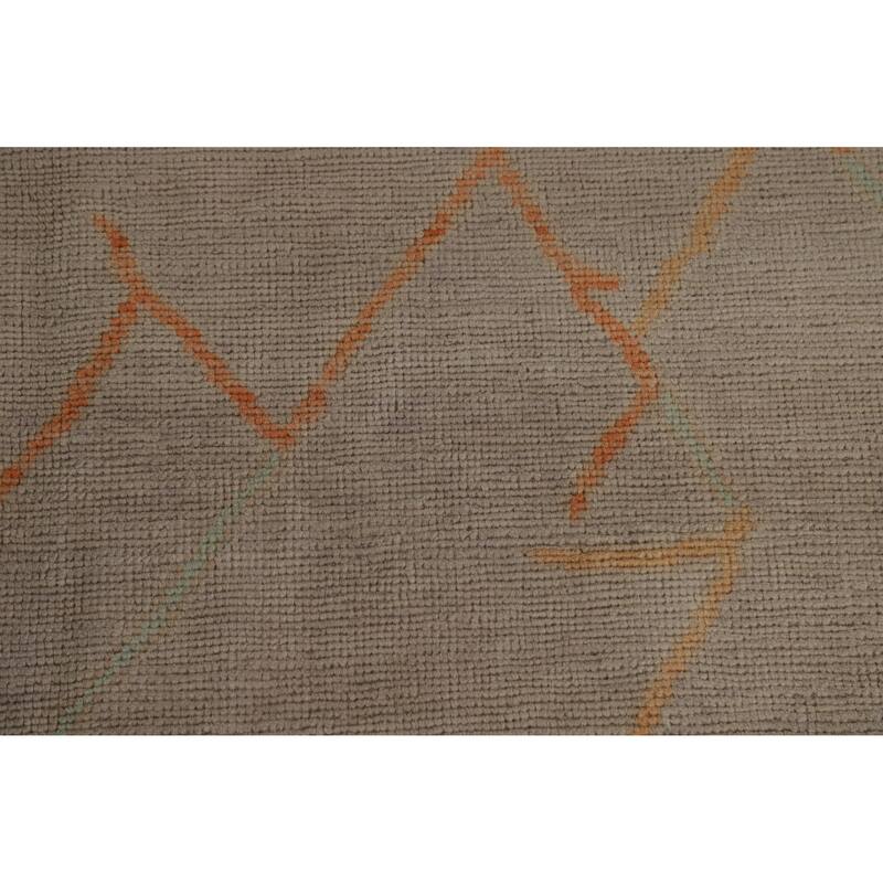 Hand Knotted Oriental 100% Wool Carpet Transitional Geometric Beige & Ivories Oushak Area Rug - 9' 1'' X 8' 0''