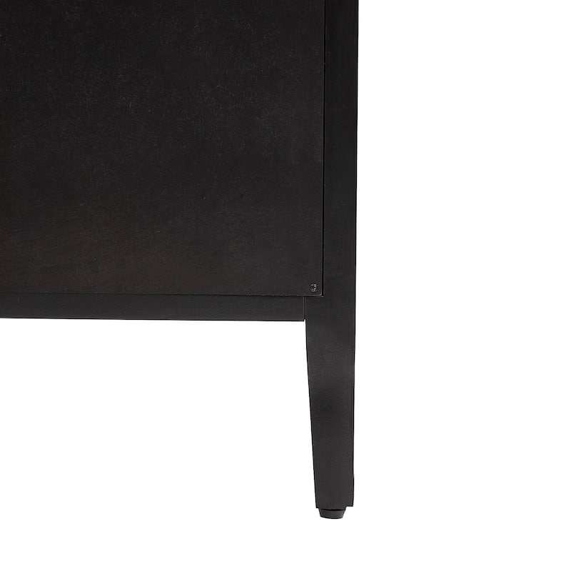 Roomfitters Wood Storage Cabinet with Three Tempered Glass Doors and Adjustable Shelf, Suitable for Living Room