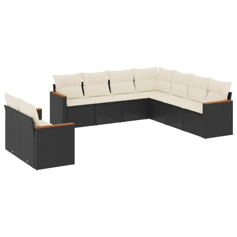 vidaXL Patio Sofa Set with Cushions Outdoor Conversation Furniture Poly Rattan