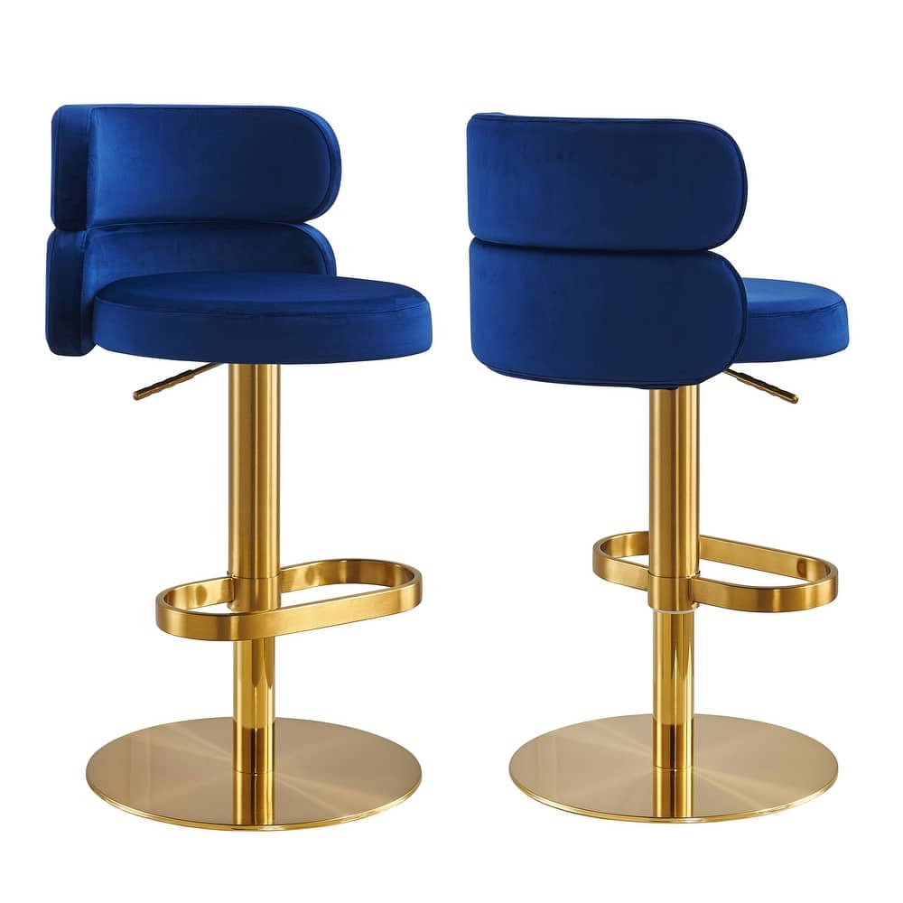 CAROCC Bar Stools Adjustable Armless velvet Barstool（1 pcs）