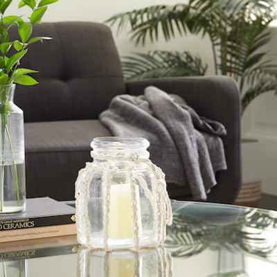Clear Glass Decorative Candle Lantern with Rope Handle