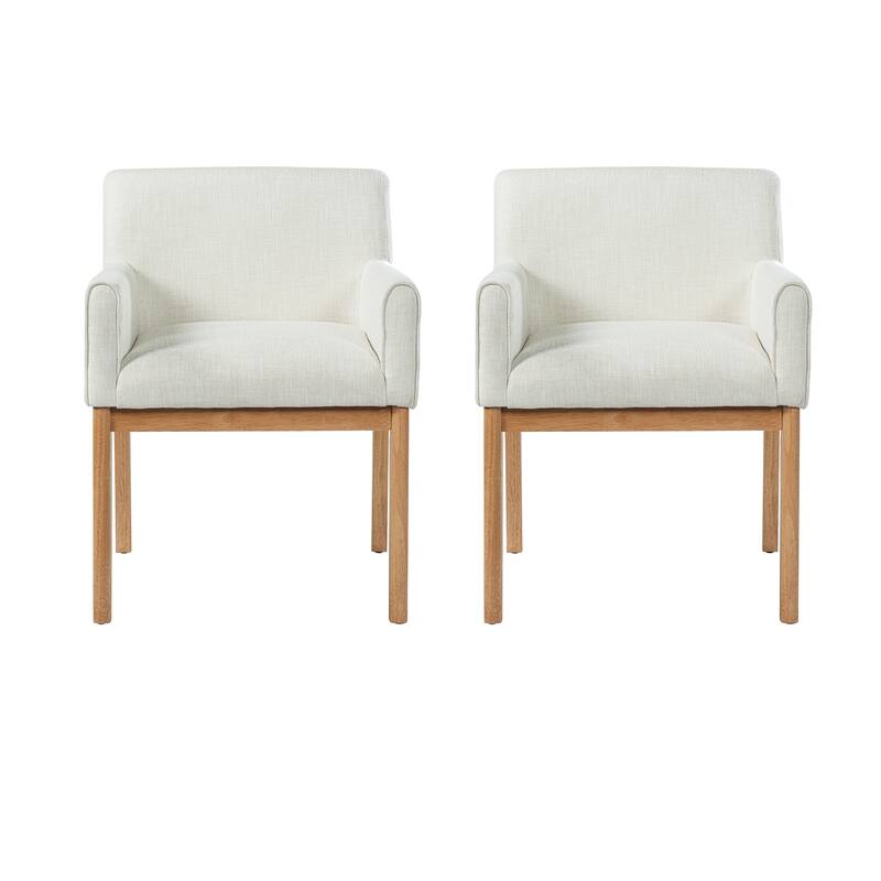 Christopher Knight Home - Elara Modern Upholstered Dining Arm Chair with Rubberwood Legs - Fabric Padded Seat