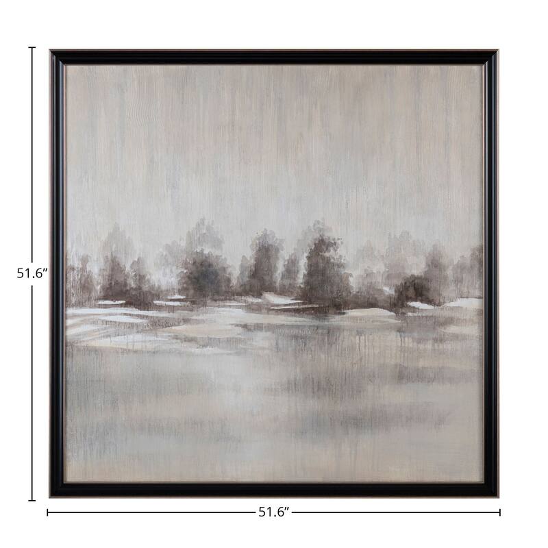 Shaded Escape Canvas Wall Art with Black and Champagne Frame - Grey