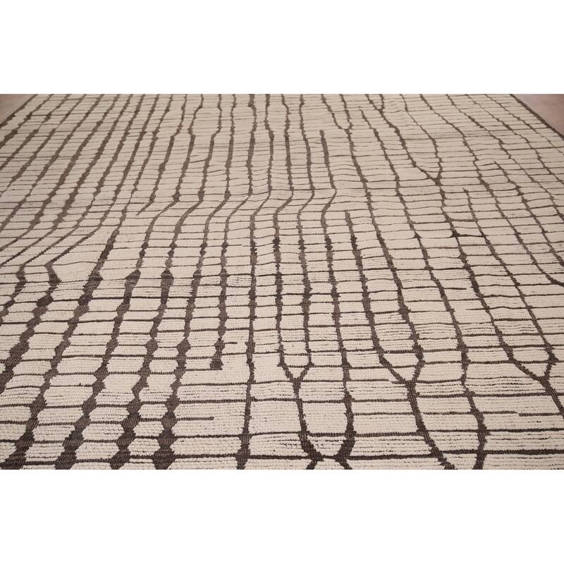 All-Over Moroccan Oriental Large Area Rug Hand-Knotted Wool Carpet - 12'0" x 18'8"