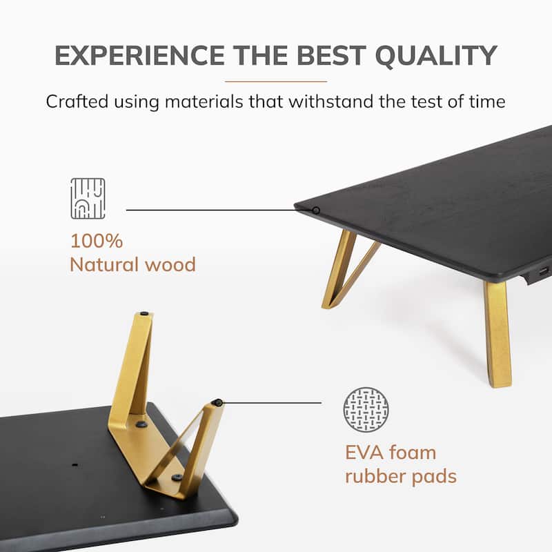 Jani Wood Monitor Stand Riser Desk - Ergonomic Design Stand, Desktop Organizer Table for Home, Office Workspace, Gaming Desk