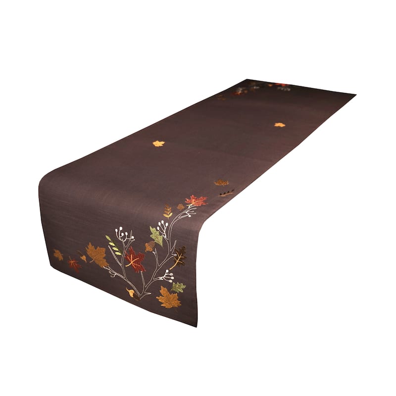 Dresden Branches Crewel Embroidered Fall Table Runner