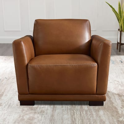 Hydeline Mary Top Grain Leather Chair with Memory Foam and Springs