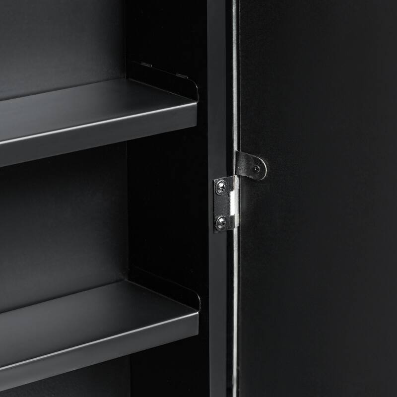 Retro Metal Arched Medicine Cabinet Wall Mount Bathroom Mirror with Storage Adjustable Shelves - 29.9" x 19.7"