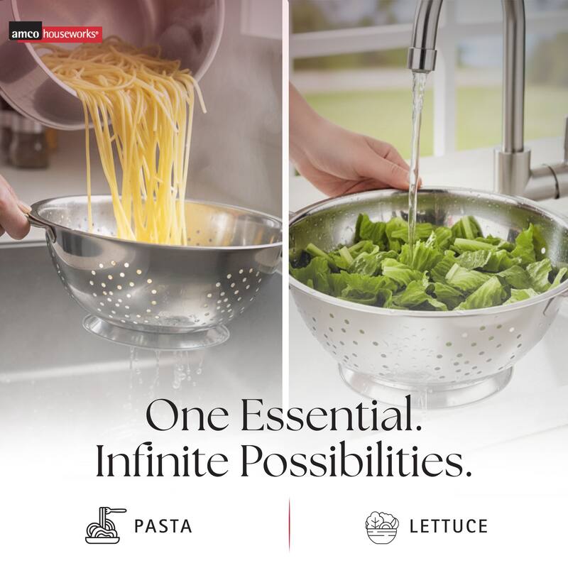 Amco 3-Piece Stainless Steel Colander Set - 1.5, 3, 5 Quart - 1.5, 3, 5 Quart