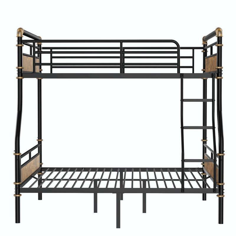 Metal Bunk Bed, Industrial Detachable Bunkbeds with Safety Guard Rails for Teens
