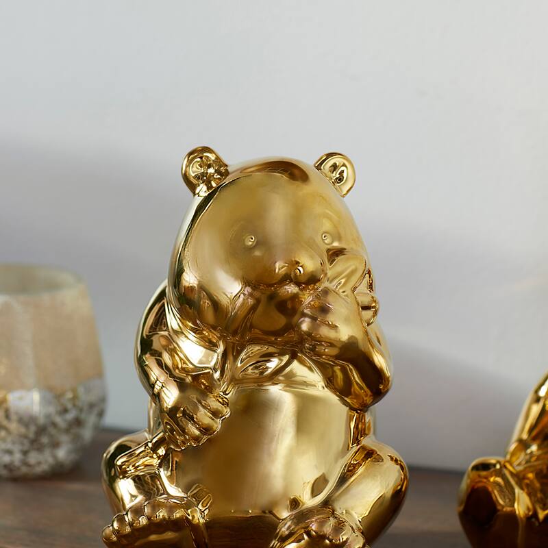 Gold Porcelain Glam Sculpture (Set of 2) - 6 x 5 x 8 and 7 x 5 x 8